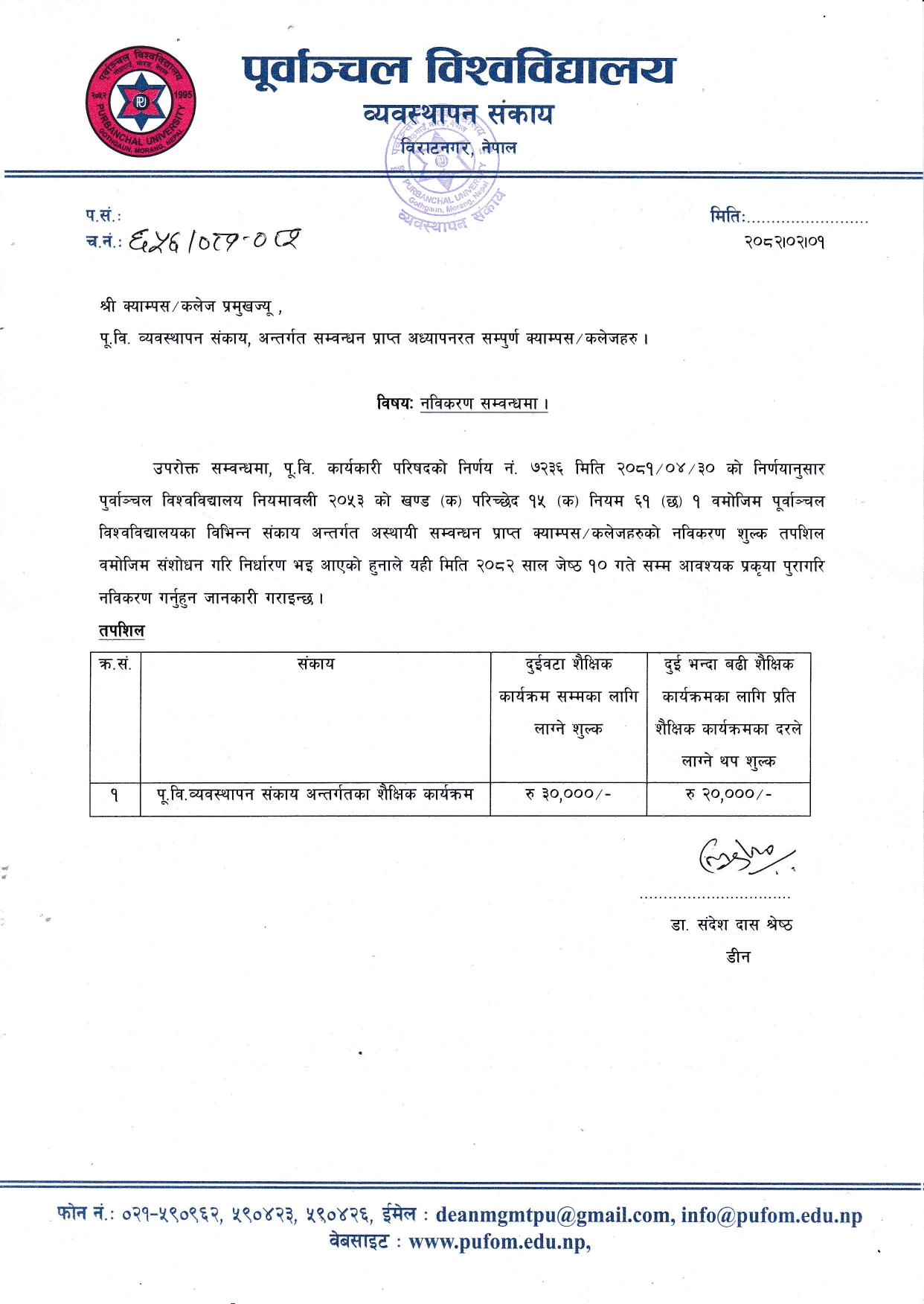 नविकरण सम्बन्धमा ।